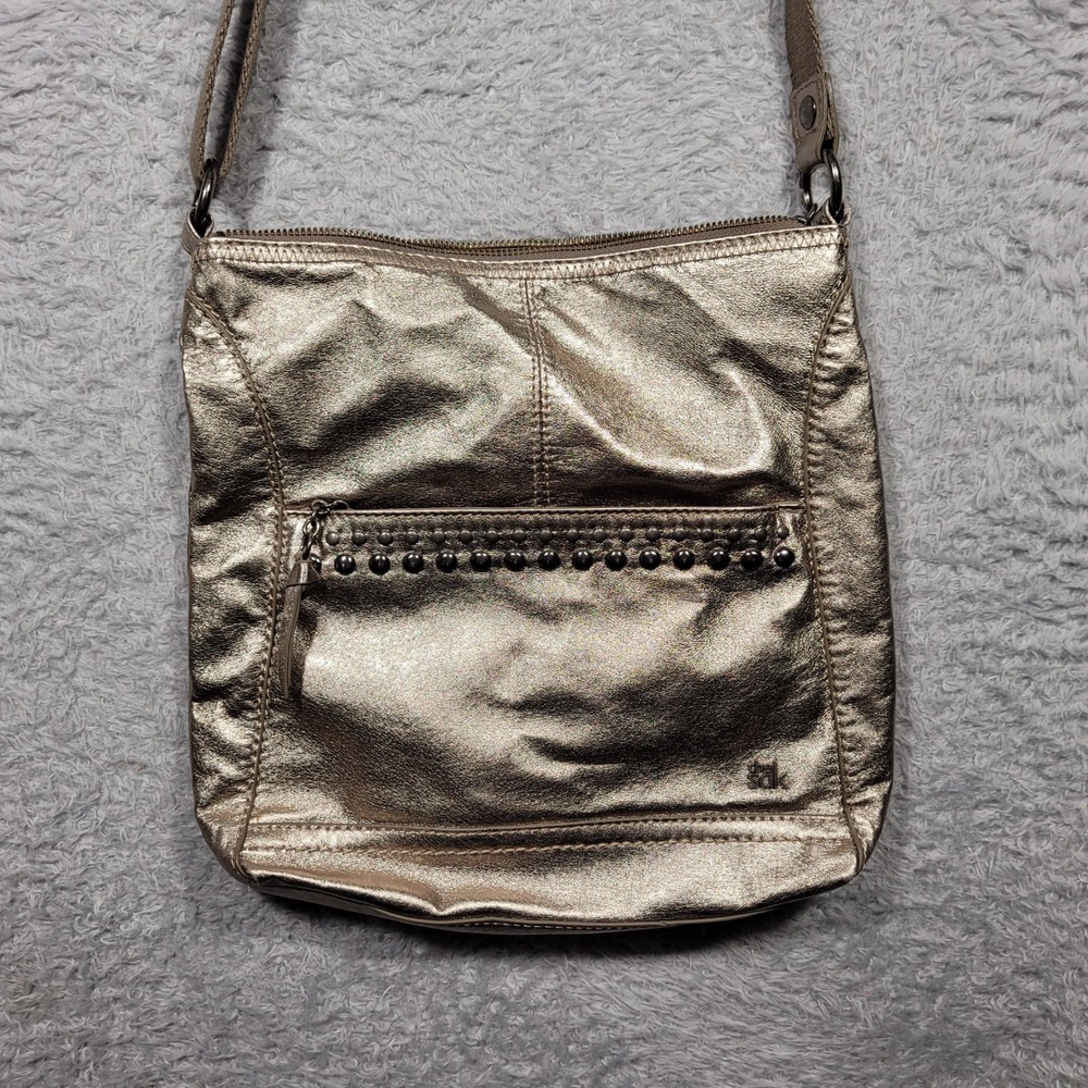 The Sak Metallic Gold Studded Crossbody Bag Purse Handbag